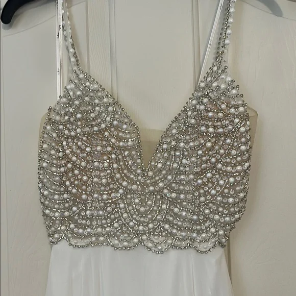 Lulu's White and Silver Wedding Dress. Never worn. Too small unable to return - Picture 2 of 3